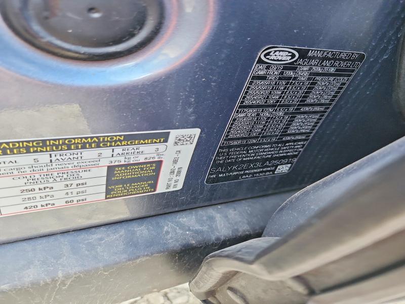 2020 Land Rover Range Rover Velar მანქანა იყიდება აუქციონზე, vin: SALYK2EX3LA250919, აუქციონის ნომერი: 70011766