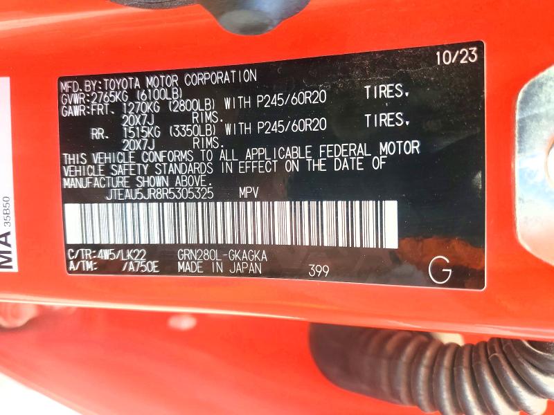 Aukcja sprzedaży 2024 Toyota 4runner, vin: JTEAU5JR8R5305325, numer aukcji: 69564066