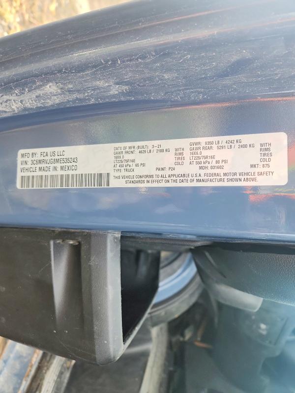 Aukcja sprzedaży 2021 Ram Promaster 3500, vin: 3C6MRVJG8ME535243, numer aukcji: 68704596