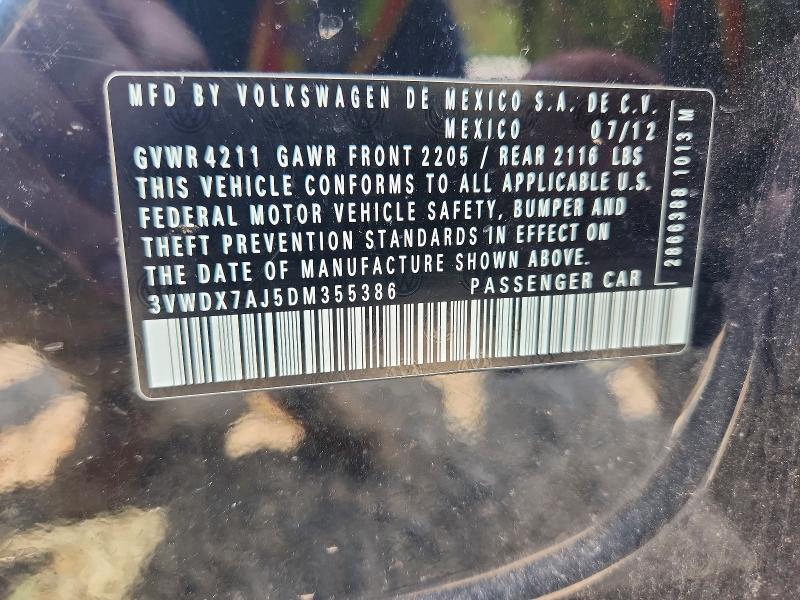 2013 Volkswagen Jetta მანქანა იყიდება აუქციონზე, vin: 3VWDX7AJ5DM355386, აუქციონის ნომერი: 67773836