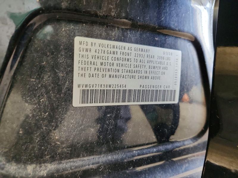 67892356 :رقم المزاد ، WVWGV71K98W225454 vin ، 2008 Volkswagen Gti مزاد بيع