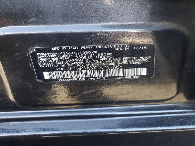 2016 Subaru Impreza მანქანა იყიდება აუქციონზე, vin: JF1GPAA6XG8241665, აუქციონის ნომერი: 70005326