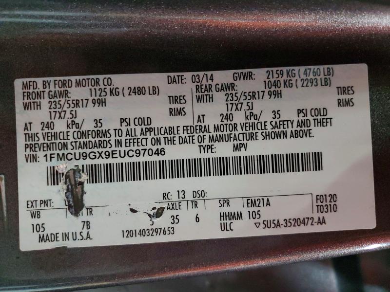 Aukcja sprzedaży 2014 Ford Escape, vin: 1FMCU9GX9EUC97046, numer aukcji: 70308026