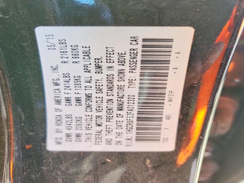 68260586 :رقم المزاد ، 1HGCR6F53FA012320 vin ، 2015 Honda Accord مزاد بيع