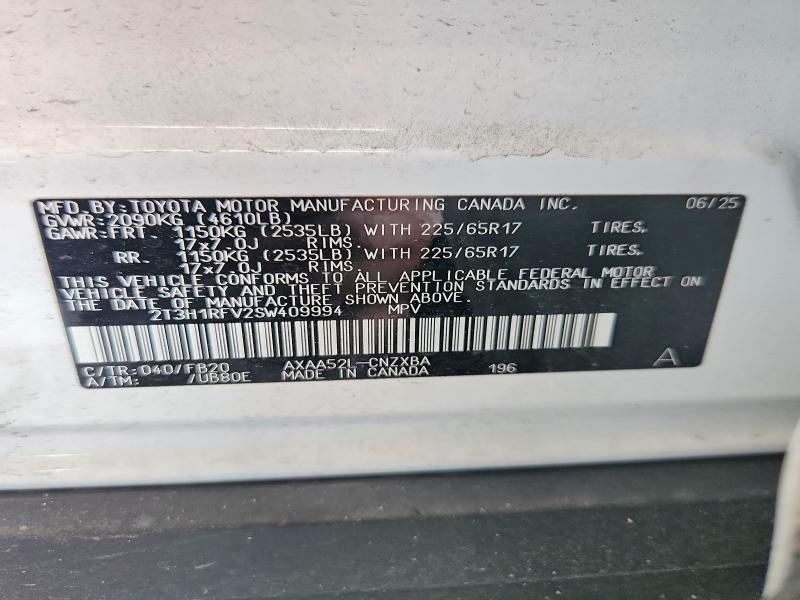 Продаж на аукціоні авто 2025 Toyota Rav4, vin: 2T3H1RFV2SW409994, номер лоту: 67085396