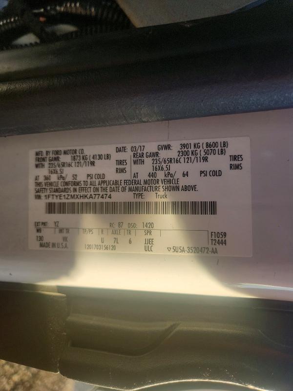 69455166 :رقم المزاد ، 1FTYE1ZMXHKA77474 vin ، 2017 Ford Transit مزاد بيع
