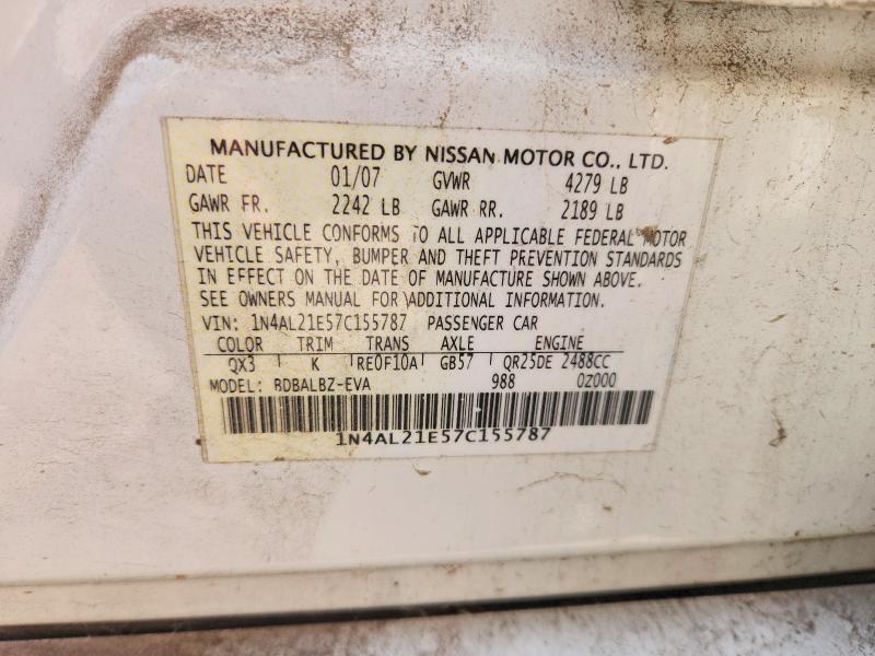 Aukcja sprzedaży 2007 Nissan Altima, vin: 1N4AL21E57C155787, numer aukcji: 69809546