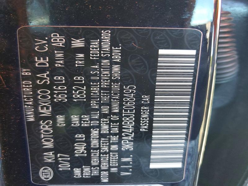 2018 Kia Rio მანქანა იყიდება აუქციონზე, vin: 3KPA24AB8JE068495, აუქციონის ნომერი: 70941116