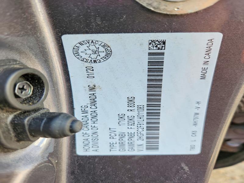 Aukcja sprzedaży 2020 Honda Civic, vin: 2HGFC2F81LH011083, numer aukcji: 67847576