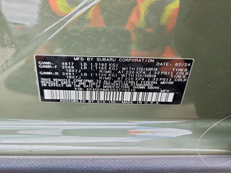 68380216 :رقم المزاد ، 4S4GUHM65R3770315 vin ، 2024 Subaru Crosstrek مزاد بيع