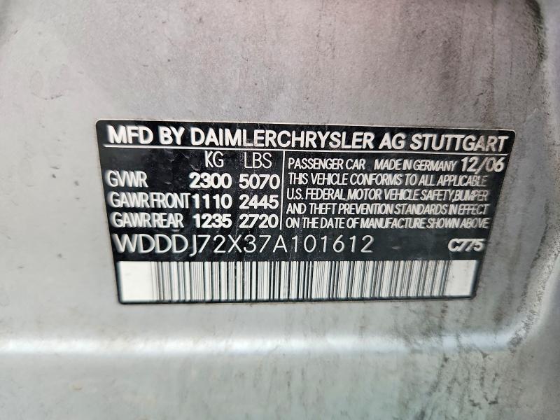 70866686 :رقم المزاد ، WDDDJ72X37A101612 vin ، 2007 Mercedes-benz Cls مزاد بيع