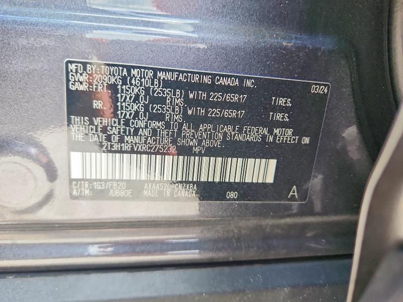Aukcja sprzedaży 2024 Toyota Rav4, vin: 2T3H1RFVXRC275232, numer aukcji: 67263636