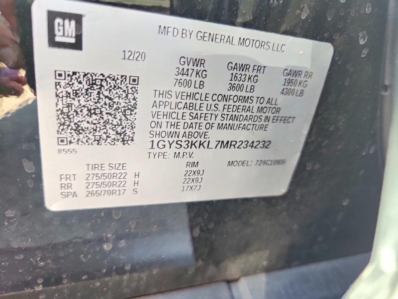 70485226 :رقم المزاد ، 1GYS3KKL7MR234232 vin ، 2021 Cadillac Escalade مزاد بيع