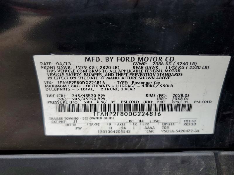 Продаж на аукціоні авто 2013 Ford Taurus, vin: 1FAHP2F80DG224816, номер лоту: 69958656
