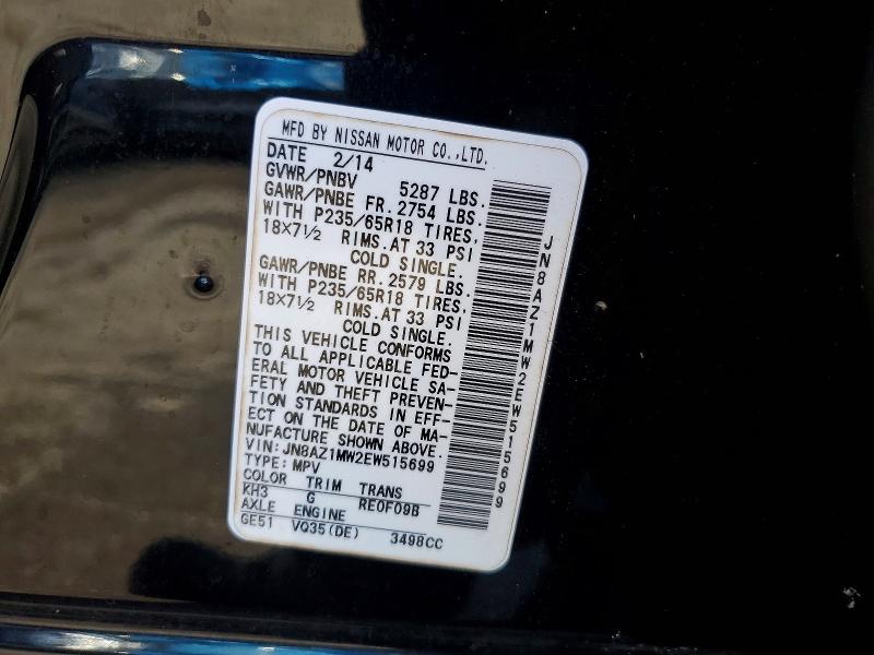 Продаж на аукціоні авто 2014 Nissan Murano, vin: JN8AZ1MW2EW515699, номер лоту: 68612726