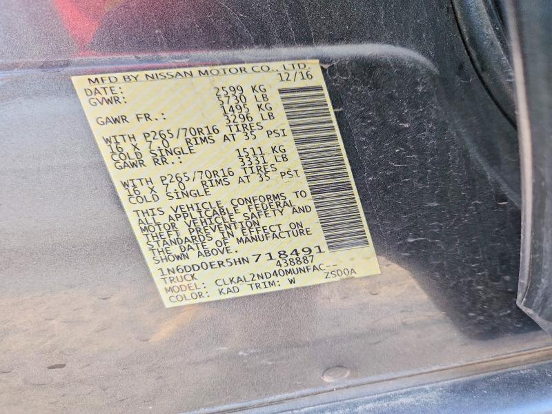 68259856 :رقم المزاد ، 1N6DD0ER5HN718491 vin ، 2017 Nissan Frontier مزاد بيع