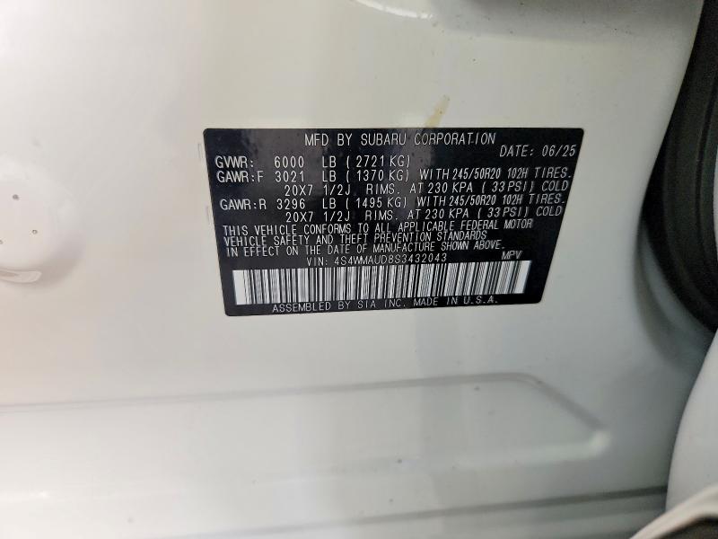 Продажа на аукционе авто 2025 Subaru Ascent, vin: 4S4WMAUD8S3432043, номер лота: 67367436