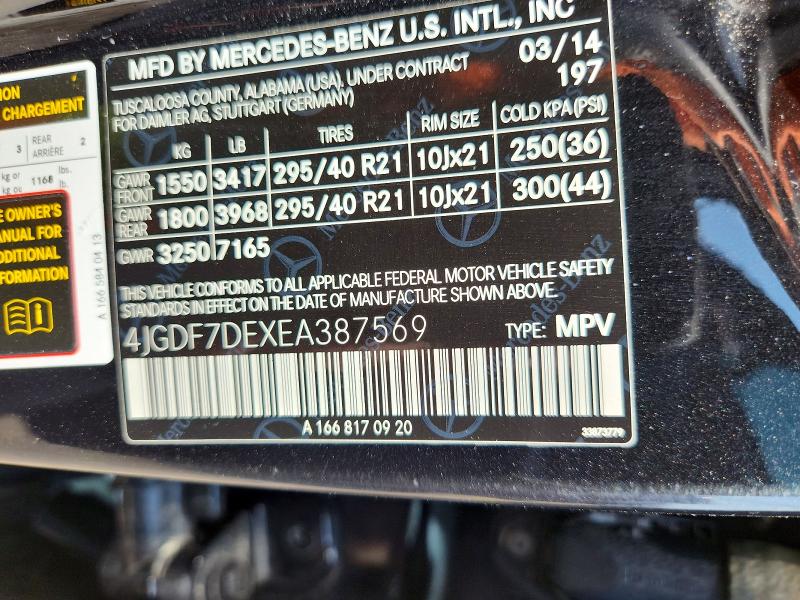 Продаж на аукціоні авто 2014 Mercedes-benz Gl, vin: 4JGDF7DEXEA387569, номер лоту: 67313076