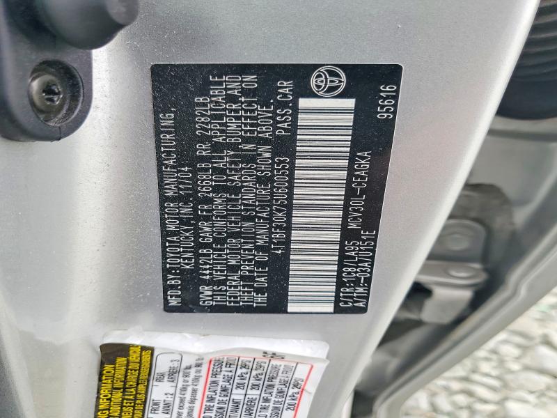 2005 Toyota Camry მანქანა იყიდება აუქციონზე, vin: 4T1BF30K75U600553, აუქციონის ნომერი: 67705666