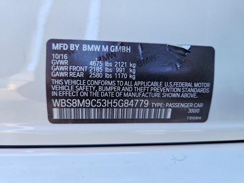 69320516 :رقم المزاد ، WBS8M9C53H5G84779 vin ، 2017 Bmw M3 مزاد بيع