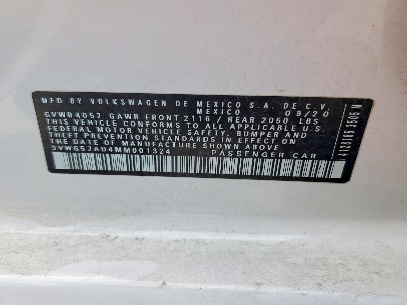 68262556 :رقم المزاد ، 3VWG57AU4MM001324 vin ، 2021 Volkswagen Golf مزاد بيع