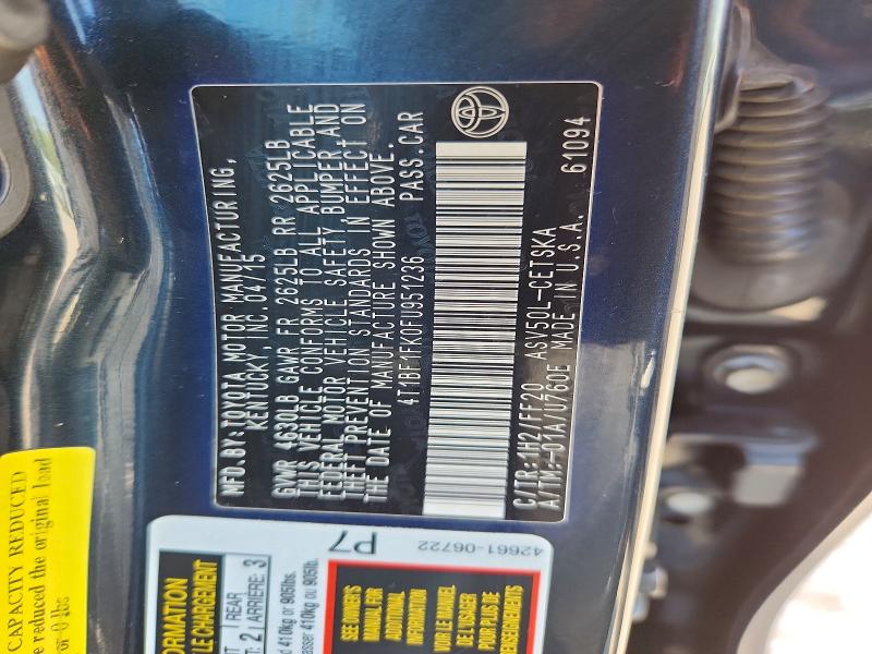 Aukcja sprzedaży 2015 Toyota Camry, vin: 4T1BF1FK0FU951236, numer aukcji: 69886146