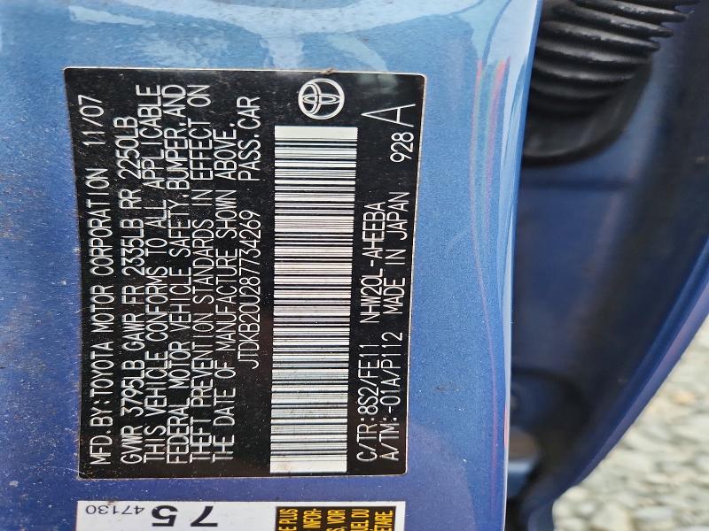 2008 Toyota Prius მანქანა იყიდება აუქციონზე, vin: JTDKB20U287734269, აუქციონის ნომერი: 69922226