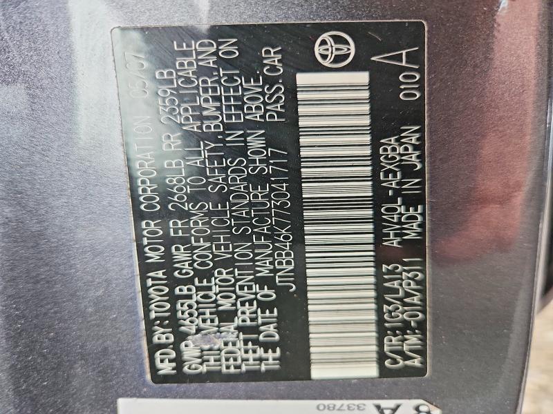 Aukcja sprzedaży 2007 Toyota Camry, vin: JTNBB46K773041717, numer aukcji: 69448436
