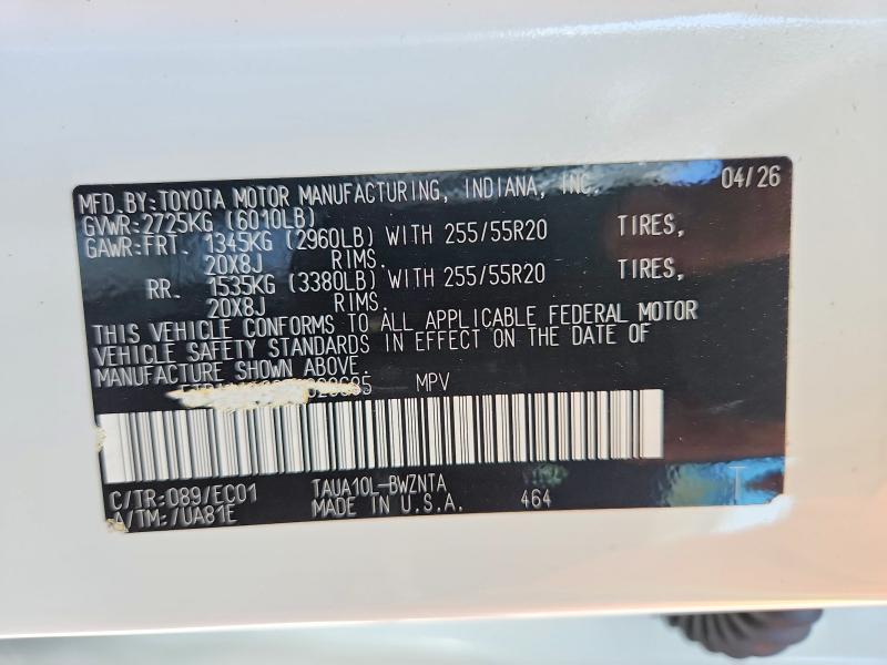 2026 Lexus Tx 350 მანქანა იყიდება აუქციონზე, vin: 5TDAAAA68TS020685, აუქციონის ნომერი: 70509806