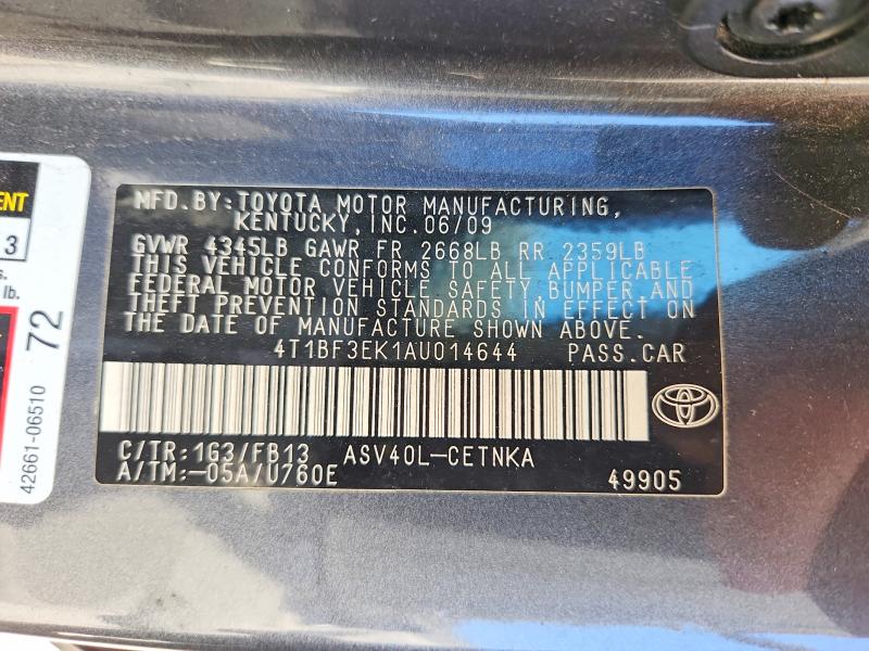 Продажа на аукционе авто 2010 Toyota Camry, vin: 4T1BF3EK1AU014644, номер лота: 69190816