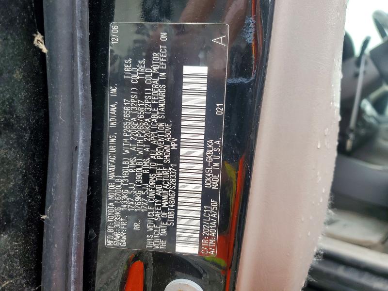 2007 Toyota Sequoia მანქანა იყიდება აუქციონზე, vin: 5TDBT48A67S283371, აუქციონის ნომერი: 66224986
