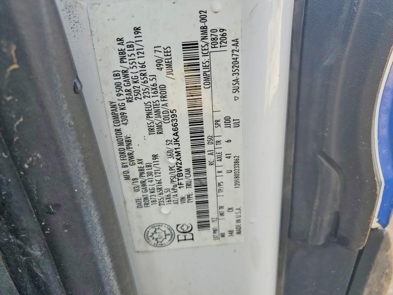 2018 Ford Transit მანქანა იყიდება აუქციონზე, vin: 1FTBW2XM1JKA66395, აუქციონის ნომერი: 66967846