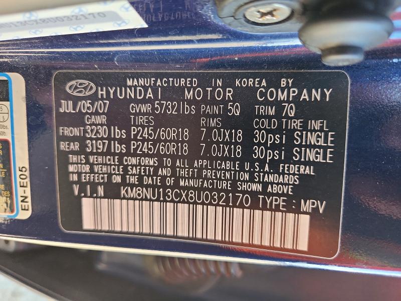 Aukcja sprzedaży 2008 Hyundai Veracruz, vin: KM8NU13CX8U032170, numer aukcji: 66474456