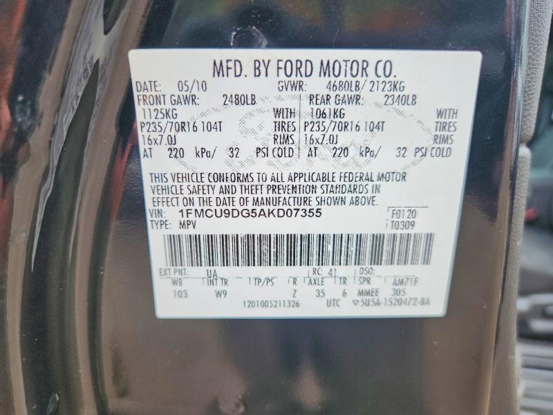 Продажа на аукционе авто 2010 Ford Escape, vin: 1FMCU9DG5AKD07355, номер лота: 69804106