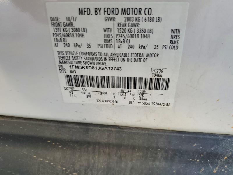 2018 Ford Explorer მანქანა იყიდება აუქციონზე, vin: 1FM5K8D81JGA12743, აუქციონის ნომერი: 68856026