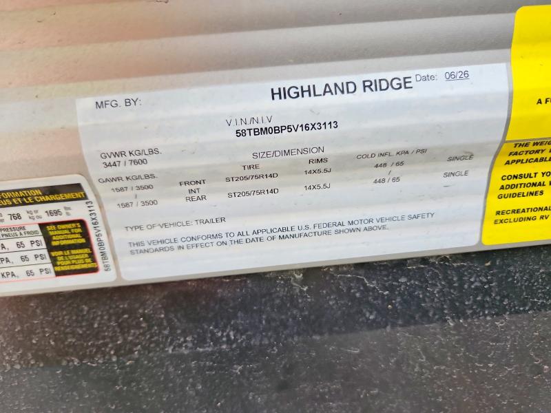 Aukcja sprzedaży 2027 Highland Ridge Open Range, vin: 58TBM0BP5V16X3113, numer aukcji: 69211416