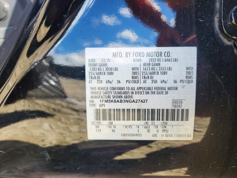 Продаж на аукціоні авто 2022 Ford Explorer, vin: 1FM5K8AB3NGA27427, номер лоту: 70243006