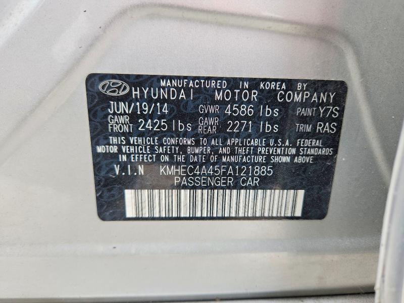 67455706 :رقم المزاد ، KMHEC4A45FA121885 vin ، 2015 Hyundai Sonata Hybrid مزاد بيع
