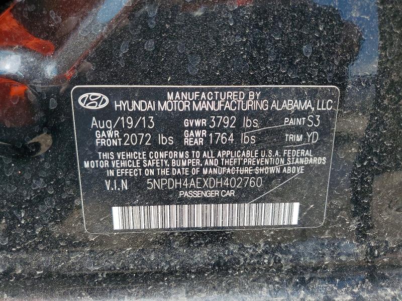 Aukcja sprzedaży 2013 Hyundai Elantra, vin: 5NPDH4AEXDH402760, numer aukcji: 68626766