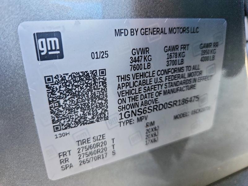 Aukcja sprzedaży 2025 Chevrolet Tahoe, vin: 1GNS6SRD0SR186475, numer aukcji: 68091006
