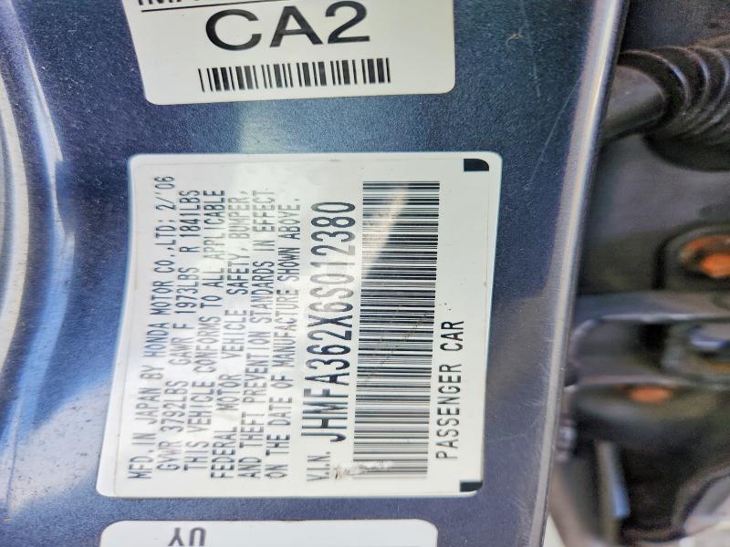 Продаж на аукціоні авто 2006 Honda Civic, vin: JHMFA362X6S012380, номер лоту: 70246396