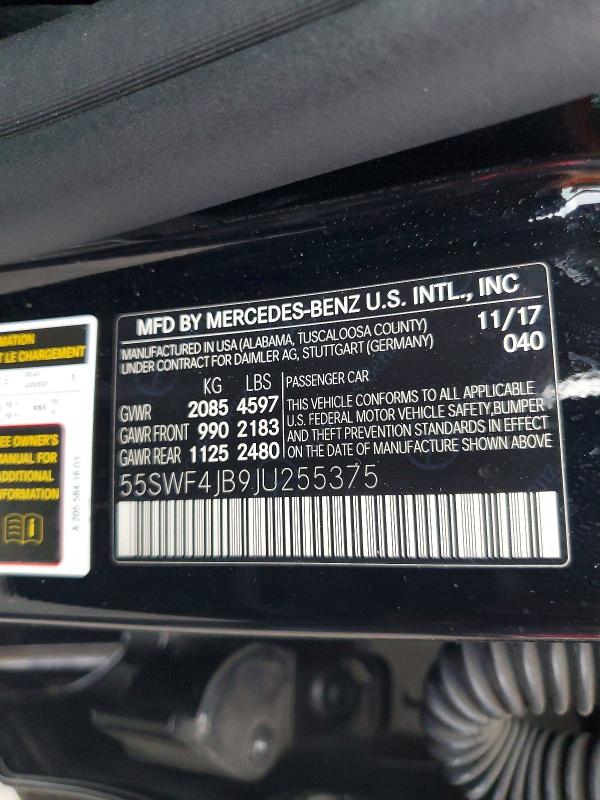 Продаж на аукціоні авто 2018 Mercedes-benz C, vin: 55SWF4JB9JU255375        , номер лоту: 68614526