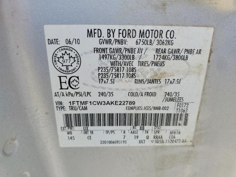 68600486 :رقم المزاد ، 1FTMF1CW3AKE22789 vin ، 2010 Ford F150 مزاد بيع