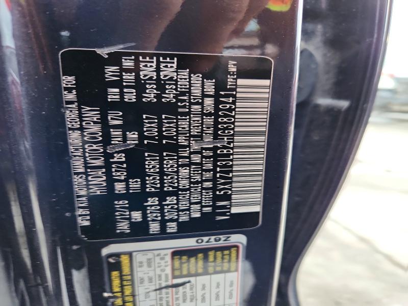 67445696 :رقم المزاد ، 5XYZT3LB2HG382941 vin ، 2017 Hyundai Santa Fe Sport مزاد بيع