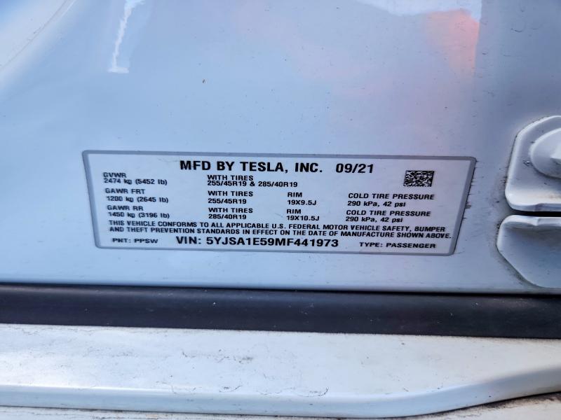 Продажа на аукционе авто 2021 Tesla Model S, vin: 5YJSA1E59MF441973, номер лота: 67425466