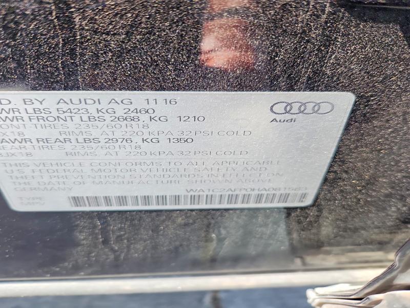 69772286 :رقم المزاد ، WA1C2AFP0HA081583 vin ، 2017 Audi Q5 مزاد بيع