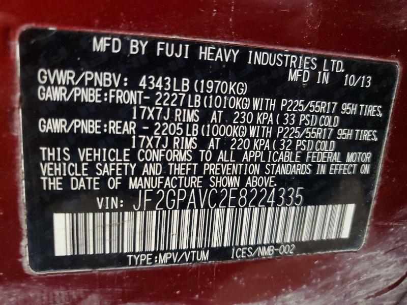 2014 Subaru Xv Crosstrek მანქანა იყიდება აუქციონზე, vin: JF2GPAVC2E8224335, აუქციონის ნომერი: 68596456
