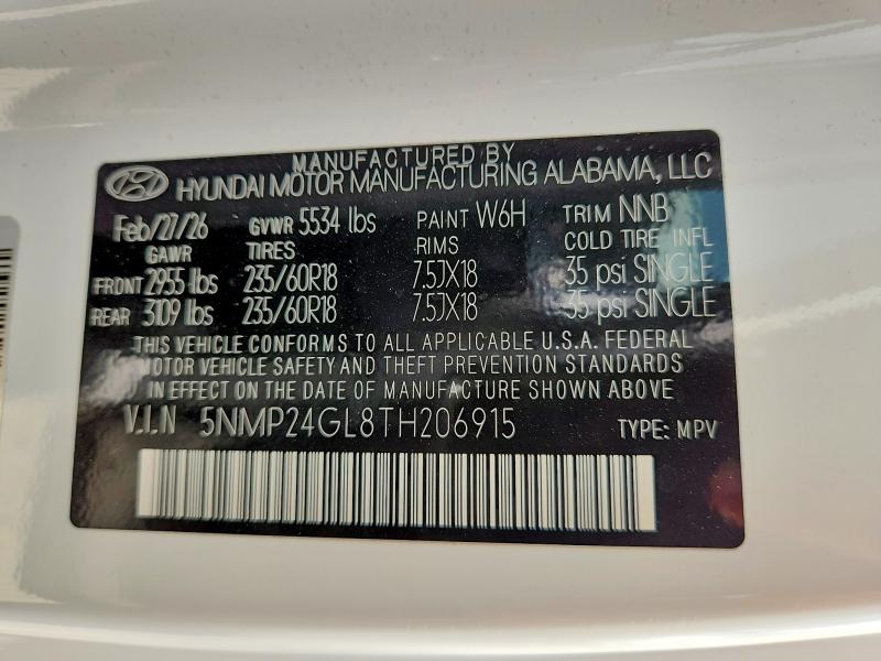 Aukcja sprzedaży 2026 Hyundai Santa Fe, vin: 5NMP24GL8TH206915, numer aukcji: 69642716