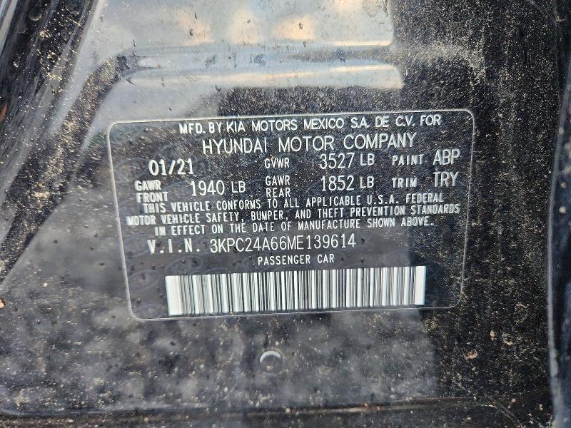 Auction sale of the 2021 Hyundai Accent, vin: 3KPC24A66ME139614, lot number: 70172116