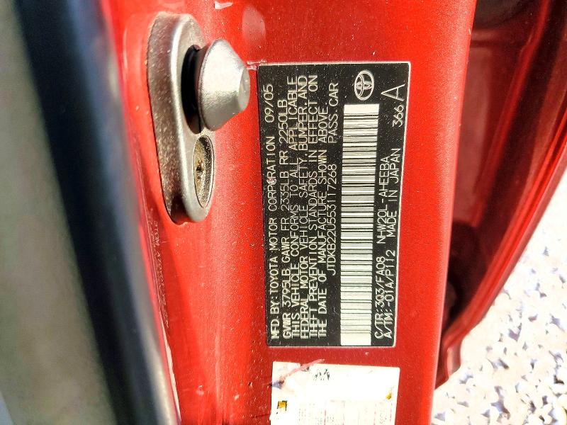 Продажа на аукционе авто 2005 Toyota Prius, vin: JTDKB22U553117268, номер лота: 69303536